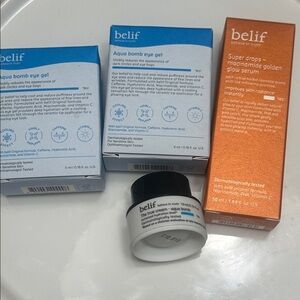 Belif set Super Drops Glow Serum The True Cream Aqua Bomb Eye NEW